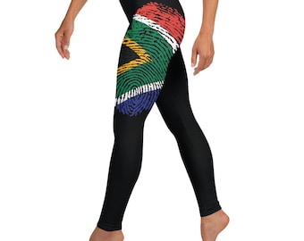 South Africa Flag Fingerprint Leggings | In This Together | Africa clothing | World Map | Yoga Leggings | I Love Africa | African Queen Gift