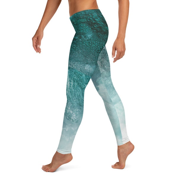 Mist | Yoga leggings | Teal leggings | Winter yoga pants | Crossfit leggings | Jogging pants | Sea waves