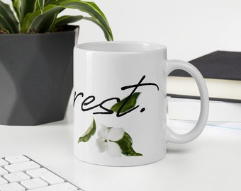 Find rest | Flower coffee mug | Plant design cup | Plant lover | Single botanical mug | Gardening coffee mug | Dishwasher safe