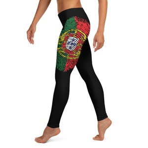 Portugal Flagge Fingerabdruck Leggings | In This Together | Weltkarte | Schwarze Legging | Yoga Legging | Ich liebe Portugal Geschenk | Beste Freund Geschenk