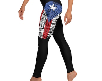 Puerto Rico Flag Fingerprint Leggings | In This Together | World Map | Yoga Leggings | I Love Puerto Rico Gift | Puerto Rico clothing