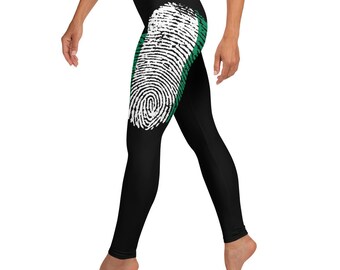 Nigeria Flag Fingerprint Leggings | Africa flag | I Love Africa | African pride | Yoga Leggings | I Love Nigeria Gift | Africa clothing
