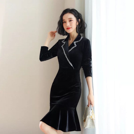 black velvet blazer dress