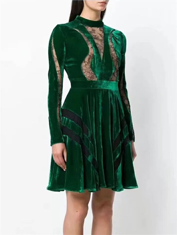 deep green velvet dress