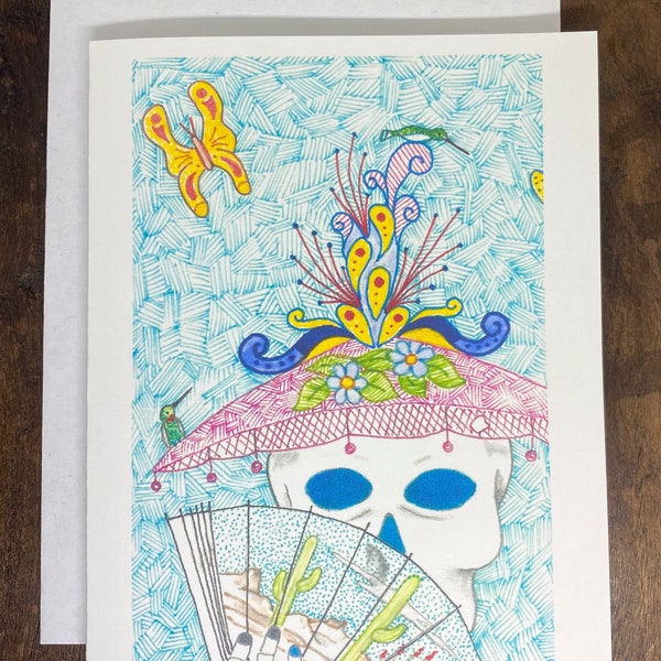 fancy paper for letter writing Fancy Catrina with Hummingbirds and Butterfly Notecard