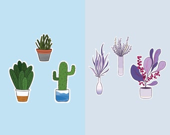 3 Cacti Stickers Set + 3 Extraterrestrial Plants Stickers Set