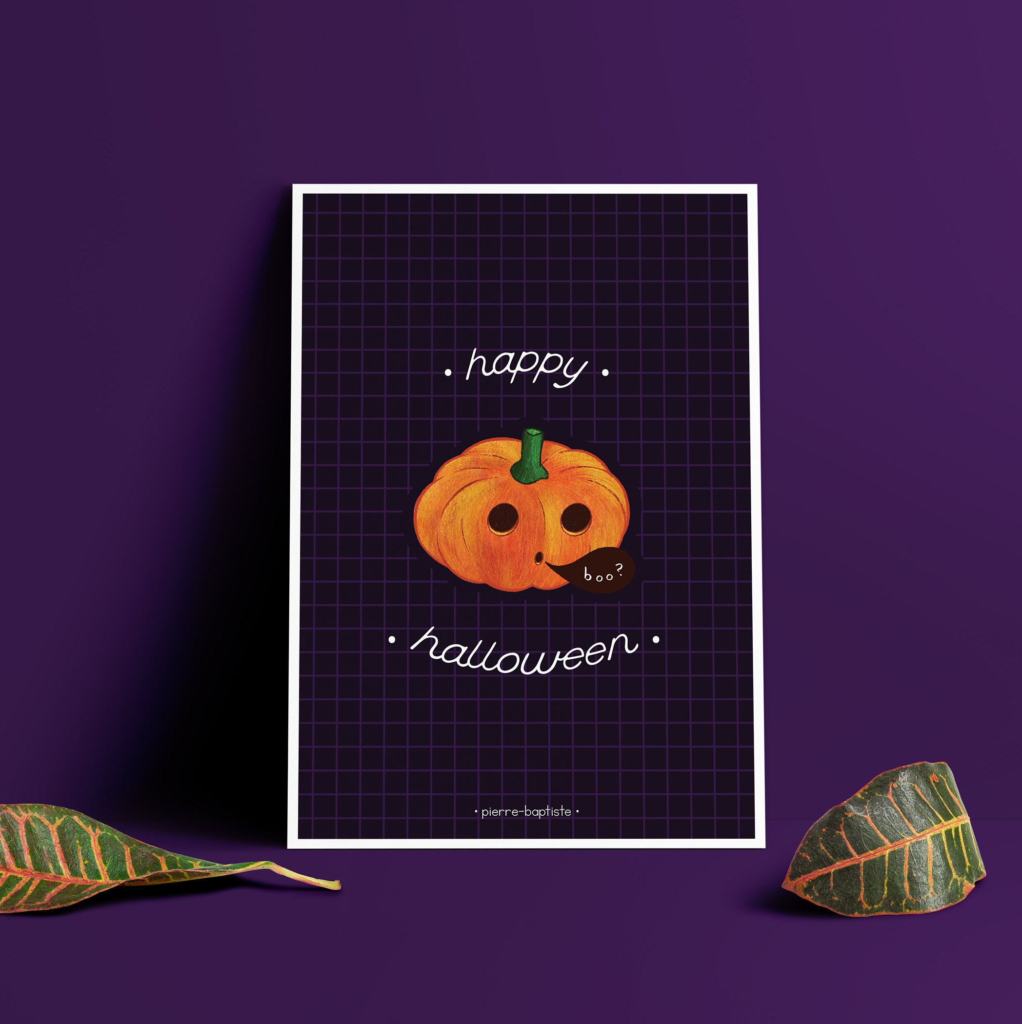 Boo - Affiche Carte Postale Halloween/Automne A6/A5 Print Postcard Halloween/Fall