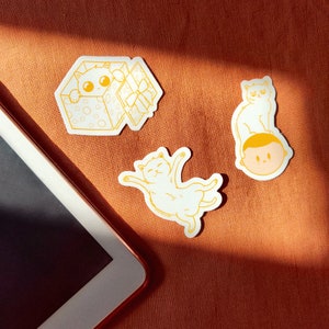 3 Cat Stickers Set Cute Accessories for Laptop or Smartphone image 1