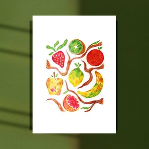 Spring Fruits A4 Art Print / Portrait / Digital Painting image 1