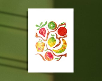 Spring Fruits - A4 Art Print / Portrait / Digital Painting