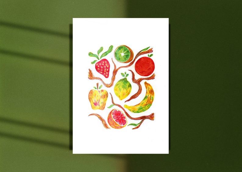 Spring Fruits A4 Art Print / Portrait / Digital Painting image 1