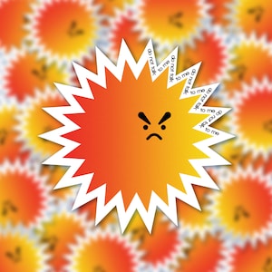Sticker Soleil Faché - Angry Sun Sticker - Accessoires Décoration