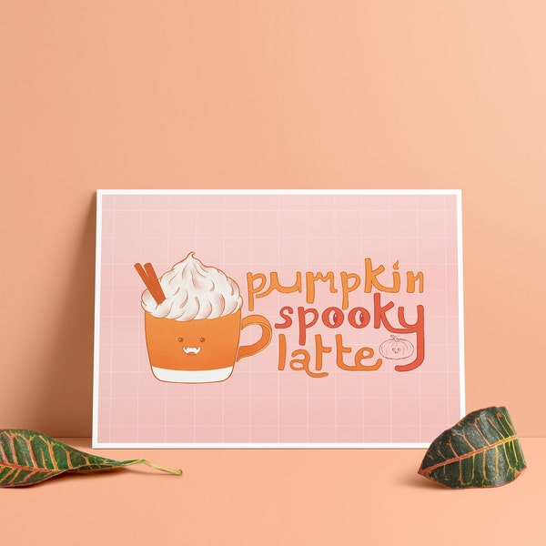 Pumpkin Spooky Latte - Affiche Carte Halloween/Automne - Print Card Halloween/Fall - A6