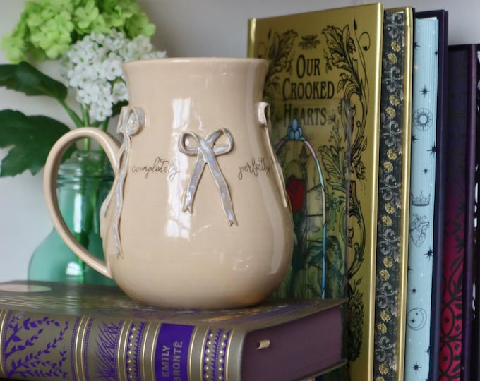 Completely, Perfectly, Incandescently Happy - Pride and Prejudice Bow Ribbon Mug