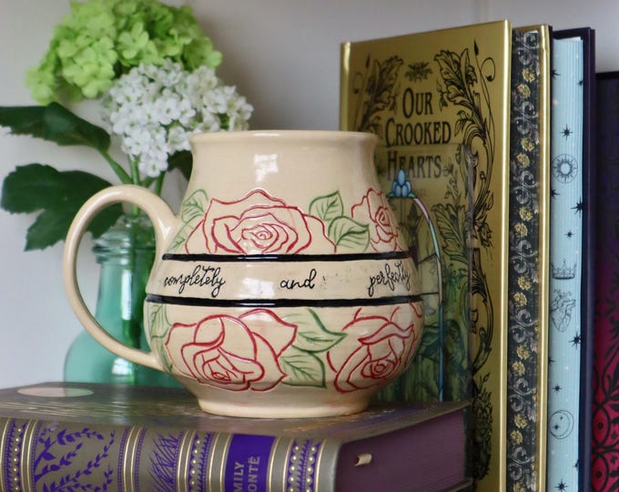 Completely, Perfectly, Incandescently Happy - Pride and Prejudice Floral Mug