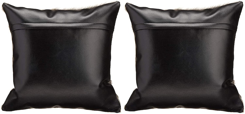 Original Dark Exotic Brown Cowhide Cushion Cover Set of 2 16x16 in Cow Skin Pillowcase
