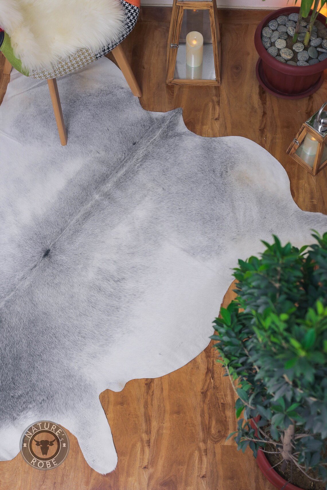Genuine Cowhide rug Gray white 6x6 sq.ft Animal print Hide Etsy
