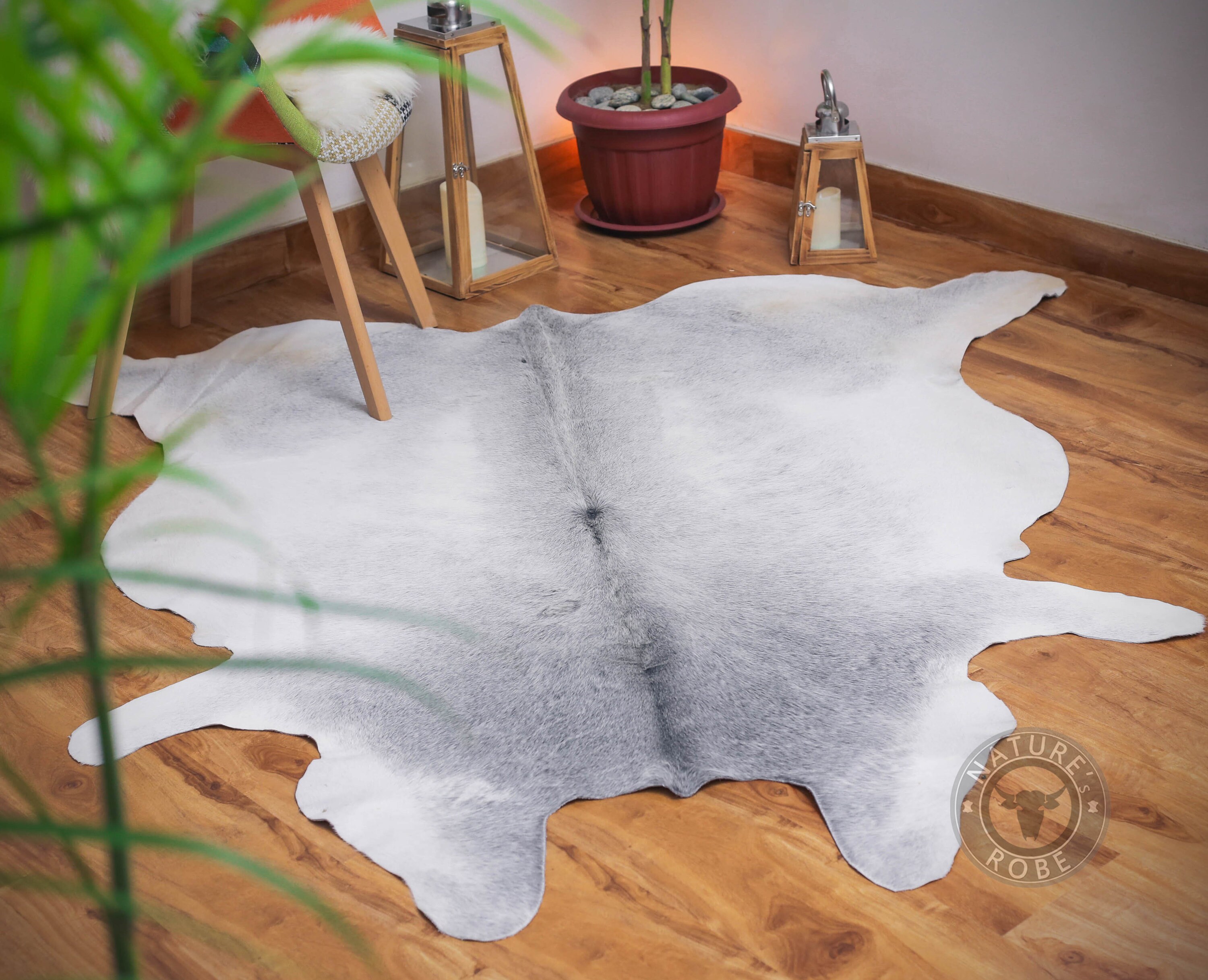 Genuine Cowhide rug Gray white 6x6 sq.ft Animal print Hide Etsy