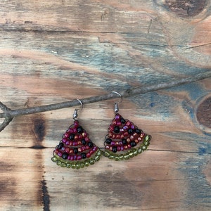Beaded Watermelon Slice Earrings