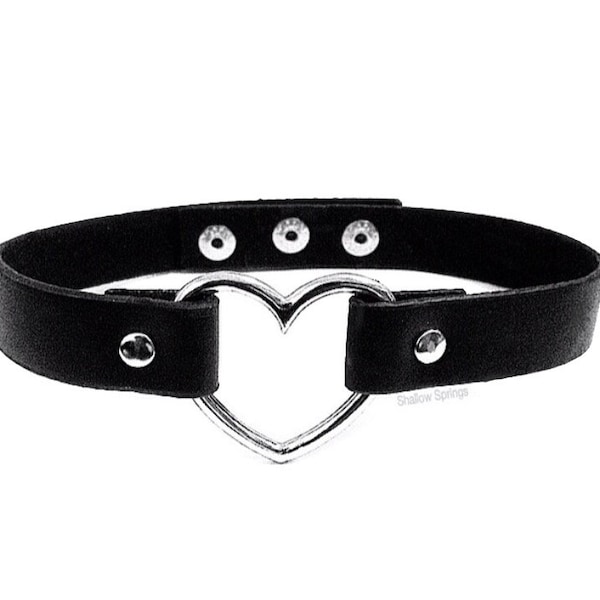 Faux Leather Heart Choker. Fake Leather Heart Choker. Heart Choker. Leather Choker. Heart.