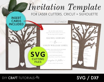 Laser Cut Tree Wedding Invitation Template (SVG/DXF) Cut Files