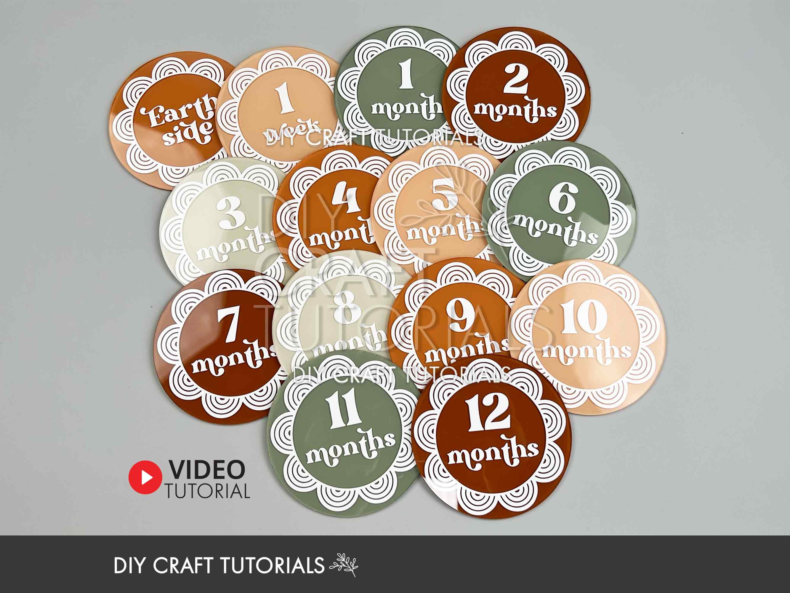 Boho Baby Milestone Disc SVG Bundle: Newborn Sign With Gift Box Cut ...