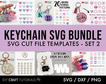 Keychain SVG Bundle, Keychain Pattern SVG, Keychain svg, Acrylic Keychain SVG, Brush stoke svg, keychain patterns svg, Brush stoke svg