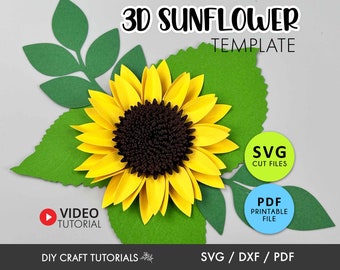 3D Paper Sunflower SVG Template: DIY Flower