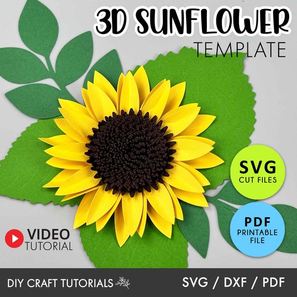 Sunflower SVG, Paper Sunflower svg, Sunflower SVG bundle, 3D Paper Flowers, DIY Paper Flowers, Cricut svg, flower svg, shadow box svg