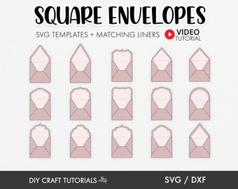 Square Envelope SVG Templates - 2 Sizes, envelope template svg, wedding envelope svg, envelope svg, greeting card svg, SVG cut for Cricut