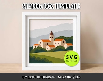 Tuscan Village Shadow Box SVG | Italian Countryside Layered Paper Art