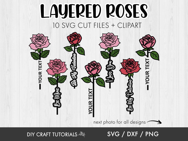 Laying Roses Svg Layered Rose SVG: Valentine's Day Flower Templates - Etsy