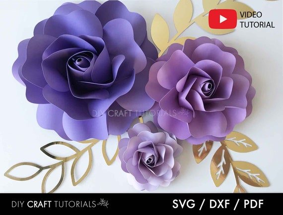 Download Set Of 3 Paper Rose Templates Paper Flower Svg 3d Paper Etsy