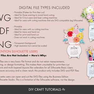 Floral Desk Calendar, Floral Calendar svg, Calendar svg, Desktop Calendar svg, printable calendar, 2026, 2027 Calendar, mini desk calendar 画像 9