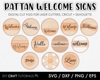 Rattan Sign SVG, svg bundle, Welcome svg, Rattan SVG, Name Sign, Welcome sign svg, glowforge, laser cut file, svg files, wood sign svg