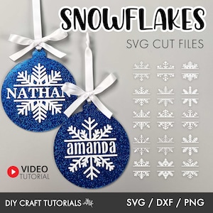 Flocon de neige svg, paquet de flocon de neige svg, monogramme de flocon de neige svg, Noël SVG, ornement de Noël svg, hiver svg, ornement acrylique svg