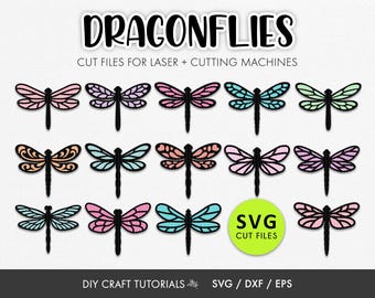 Dragonfly SVG Bundle | Layered Dragonfly Cut Files | Laser Cut Dragonfly Designs