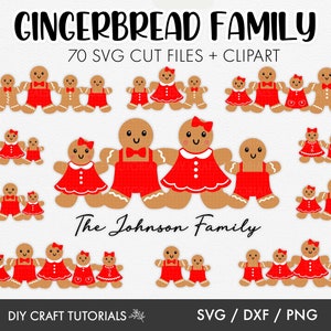 Famille en pain d'épice SVG, pain d'épice svg, Noël SVG, bonhomme en pain d'épice svg, ornement en pain d'épice svg, famille svg