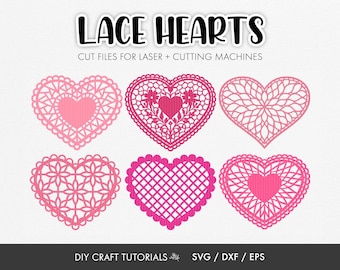Lace Heart SVG Bundle, Doily Heart Cut Files, laser cut file, cricut svg, glowforge svg