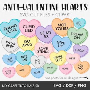 Anti-Valentine Candy Hearts, Conversation Hearts svg, Valentine's day svg, heart candy svg, valentines clipart, sarcastic svg, sarcastic png