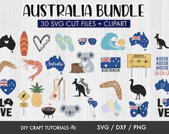 Australia SVG Bundle: Aussie Icons, Koala, Kangaroo cut files and clipart