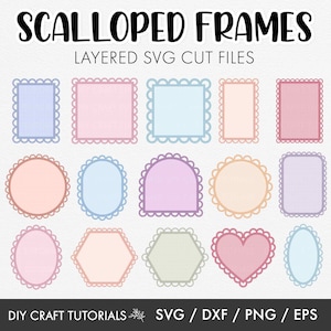Scalloped Frame svg, Scallop Circle svg, Scalloped Shape svg, Frames SVG, Labels svg, Tags svg, Laser cut files, Cricut svg, Glowforge