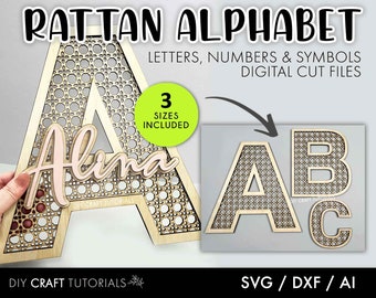 Alphabet Rattan Cane SVG, Monogram SVG Alphabet, Monogram Svg, glowforge Svg, letter svg, Rattan SVG, laser cut file, font svg