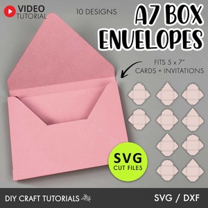 A7 Box Envelope Svg, A7 Envelope SVG, 3D envelope box, box envelope, invitation envelope svg, wedding envelope, envelope svg, cricut svg