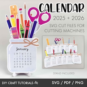 Calendar svg, canning jar calendar svg, Desktop Calendar svg, printable calendar svg, teacher calendar svg, 2026 calendar, 2025 Calendar