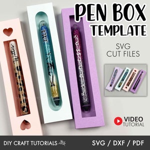 Pen Box SVG, Plantilla de caja de pluma epoxi, Tarjeta de visualización de pluma epoxi svg, Pluma de brillo svg, tarjeta de visualización de pluma svg, Tarjeta de pluma svg, Caja de embalaje, caja svg