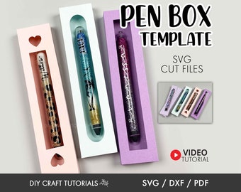 Pen Box SVG, Epoxy Pen Box Template, Epoxy pen display card svg, Glitter pen svg, pen display card svg, Pen card svg, Packaging Box, box svg