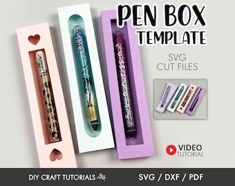 Pen Box SVG, Plantilla de caja de pluma epoxi, Tarjeta de visualización de pluma epoxi svg, Pluma de brillo svg, tarjeta de visualización de pluma svg, Tarjeta de pluma svg, Caja de embalaje, caja svg