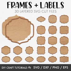 Frames SVG, Labels svg, Tags svg, Wavy Shape svg, Wavy frame svg, Laser cut files, Signs svg, Glowforge svg, Layered files, Cricut svg