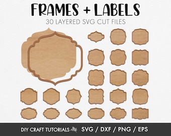 Wavy Frames and Labels SVG Bundle: Laser Cut Files